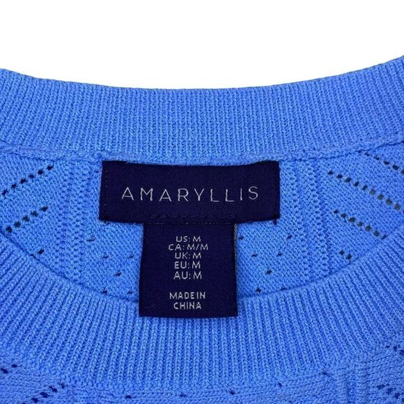 EUC Blue Amaryllis Sweater with White Accents and Ruffles - Picture 10 of 11